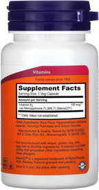 Now Foods Vitamina K-2 (MK-7) 100 mcg, 60 Cápsulas Veganas (Paquete de 2)