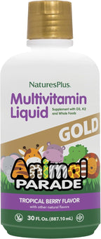 NaturesPlus Animal Parade Source of Life Gold Children's Liquid Multivitamin Tropical Berry Flavor - 887 ml (30 oz) - 60 Servings