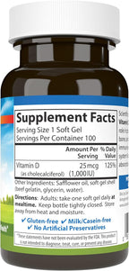 Carlson Vitamina D3 1000 UI – 100 Cápsulas Blandas