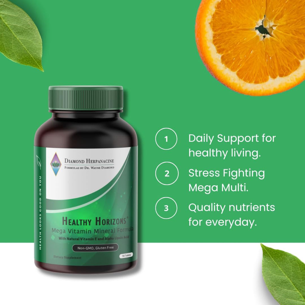 Diamond Healthy Horizons Multivitamínico - Multivitamínico Natural para el Estrés con Nutrientes Esenciales - 90 Comprimidos