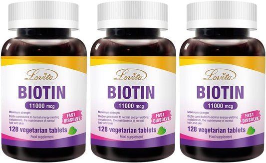 LOVITA Biotina 11000mcg - 384 Comprimidos Veganos de Disolución Rápida