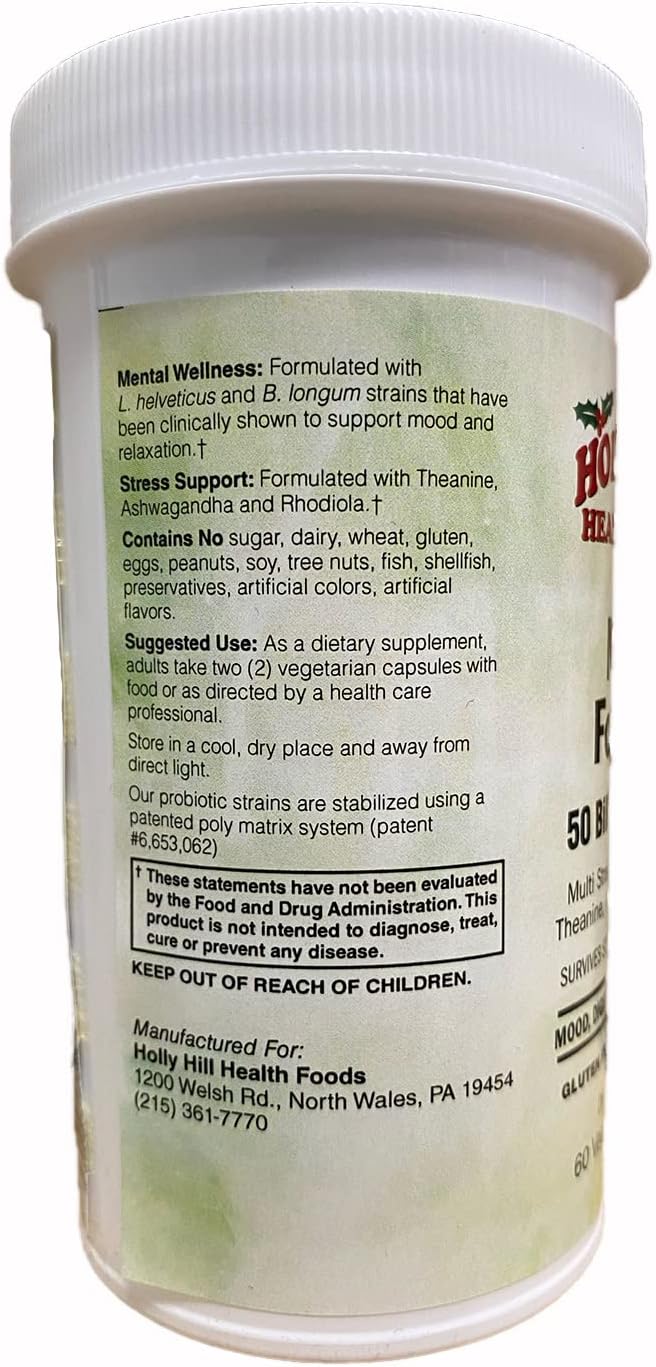 Holly Hill Health Foods Mood Support 50 Billion Probiotic, 60 Cápsulas Vegetales