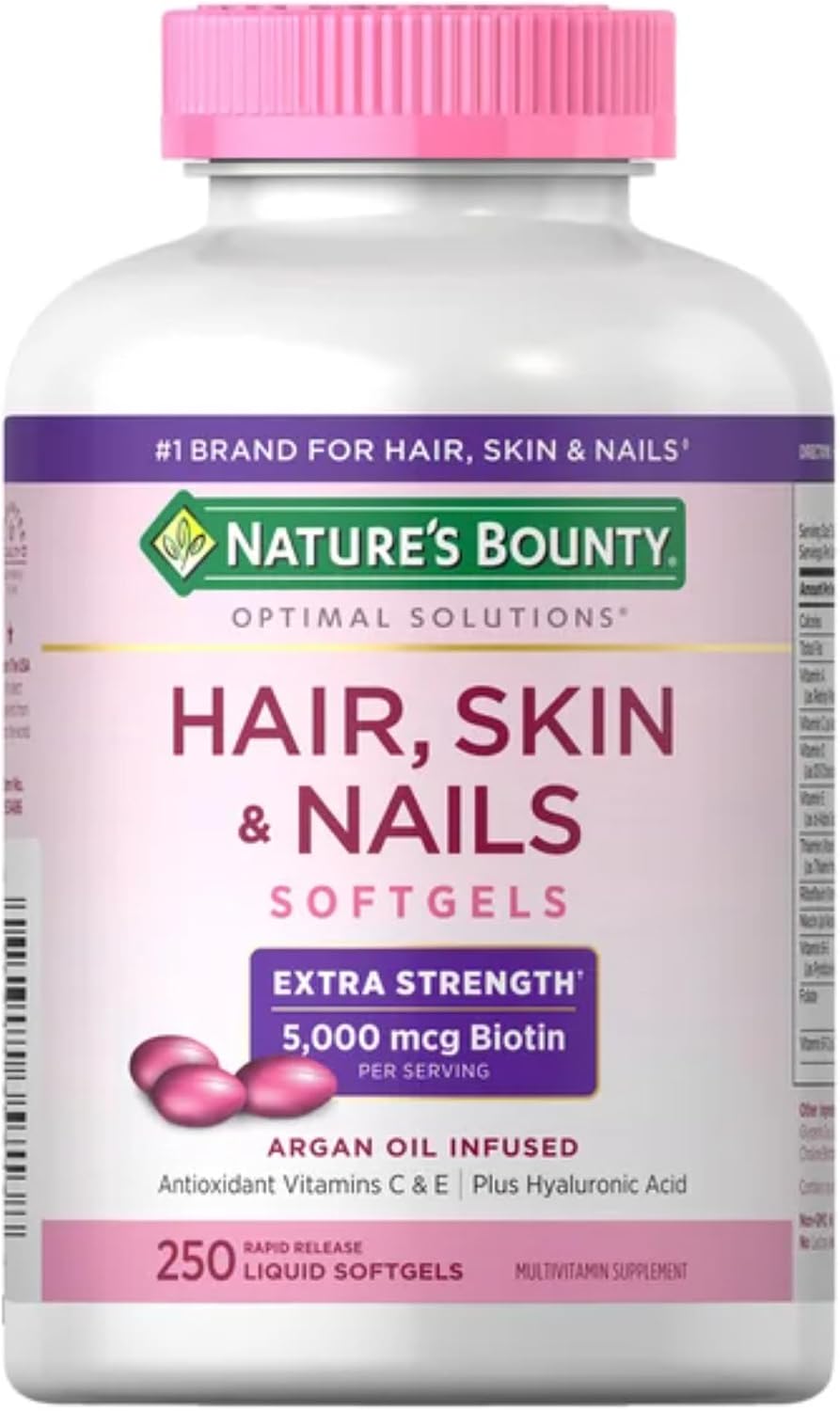 Nature's Bounty Biotina 5000 mcg - 250 Gelatinas Blandas Extra Fuerza (Envase de 4 Botellas)