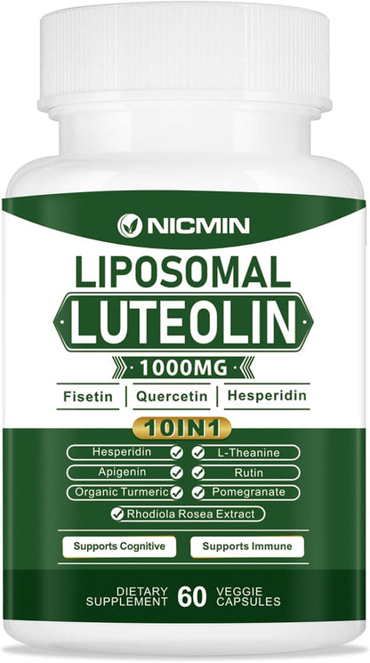 NICMIN 1000mg Luteolina Liposomal, Máxima – Luteolina liposomal (1000 mg): Flavonoide de origen vegetal con – Image 1