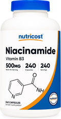 Nutricost Niacinamida (Vitamina B3) 500mg, 240 Cápsulas - Sin Enrojecimiento, No Transgénico, Sin Gluten