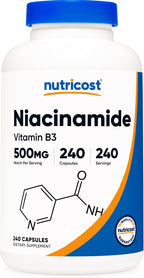 Nutricost Niacinamida (Vitamina B3) 500mg, 240 Cápsulas - Sin Enrojecimiento, No Transgénico, Sin Gluten