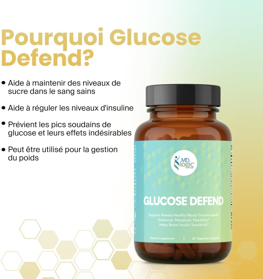 Glucose Defend con Berberina, Ácido Alfa Lipoico, CinSulin® Canela, Crominex 3+®, Extracto de Momordica Charantia, Vanadio – 60 Cápsulas Veganas