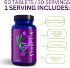 Youngevity Synaptiv Brain Support - 12 in 1 - Brain Supplement with Ginkgo, Huperzine, Bacopa and Antioxidants - 60 Tablets (2-Pack)