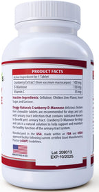 Cranberry D-Mannose para Perros y Gatos - Apoyo para el Tracto Urinario - 60 Comprimidos Masticables