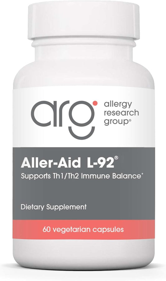 Allergy Research Group ARG Aller-Aid L-92 - Apoyo inmunitario postbiótico - L-92 con vitamina C y botánicos - Hipoalergénico - 60 cápsulas
