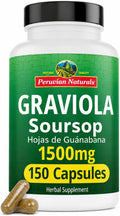 Graviola Soursop Cápsulas de 1500 mg, 150 Unidades – Peruvian Naturals