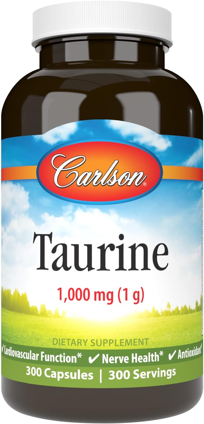 Carlson – Taurina, Aminoácido Libre, 1000 mg, 300 Cápsulas