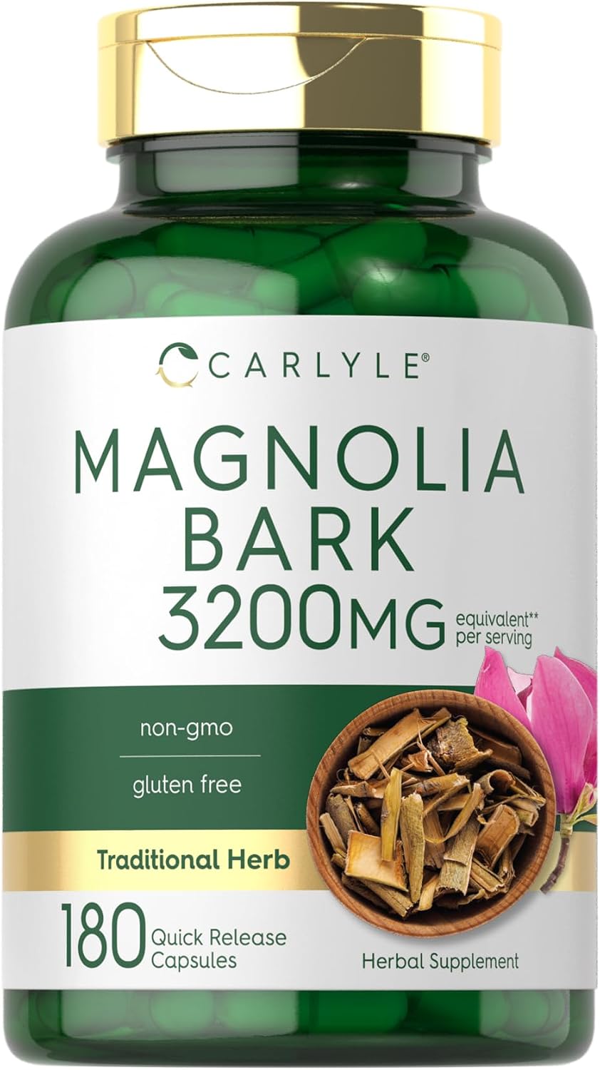 Carlyle Corteza de Magnolia | 180 Cápsulas en Polvo | Suplemento de Extracto Herbal | No-GMO, Sin Gluten