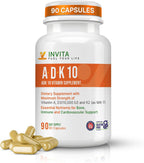 INVITA ADK 10 – Suplemento de Vitaminas A, D3 10,000 UI y K2-MK7 – 90 Cápsulas