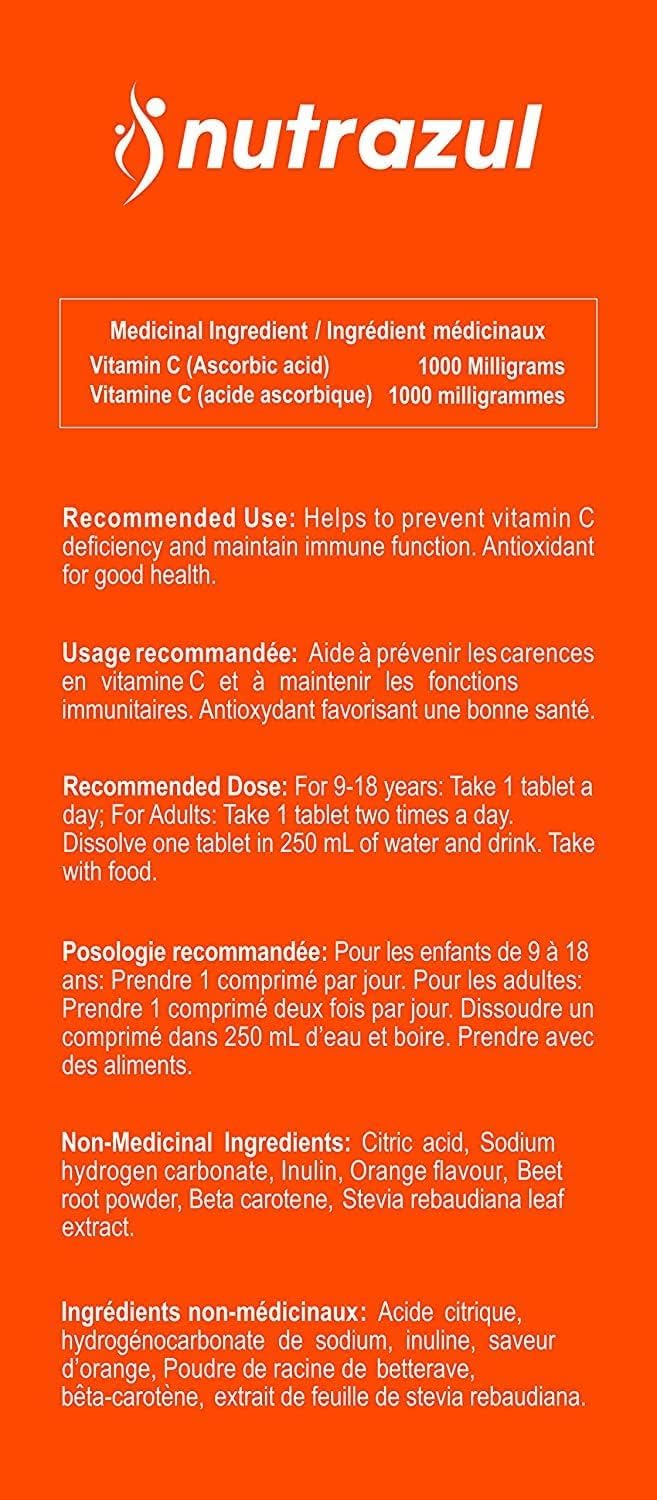 nutrazul Vitamina C 1000mg Comprimidos Efervescentes, 60 Comprimidos (3x20)