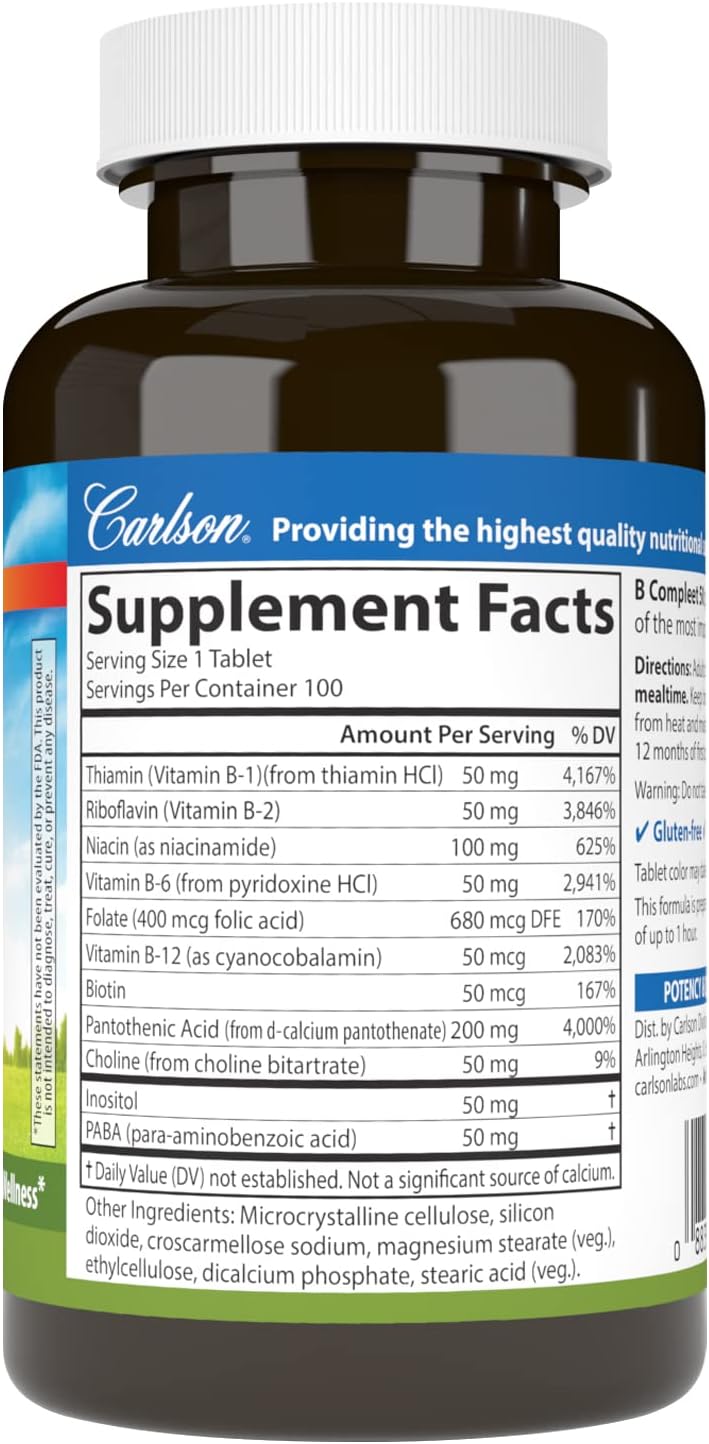 Carlson B Compleet 50 - Complejo B Equilibrado, 100 Comprimidos