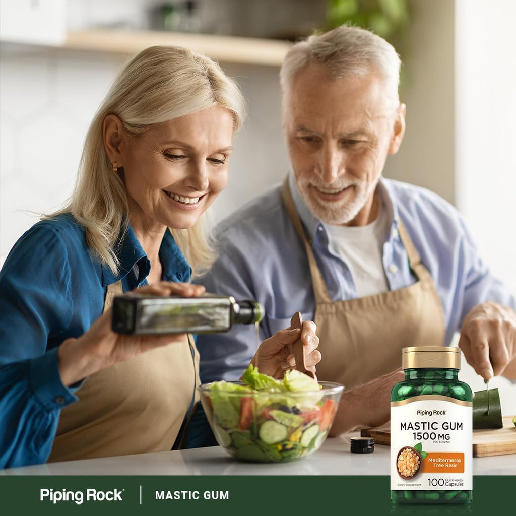 Piping Rock Goma de Masilla en Cápsulas 1500mg | 100 Cápsulas | Resina de Árbol Mediterráneo | No Transgénico, Sin Gluten