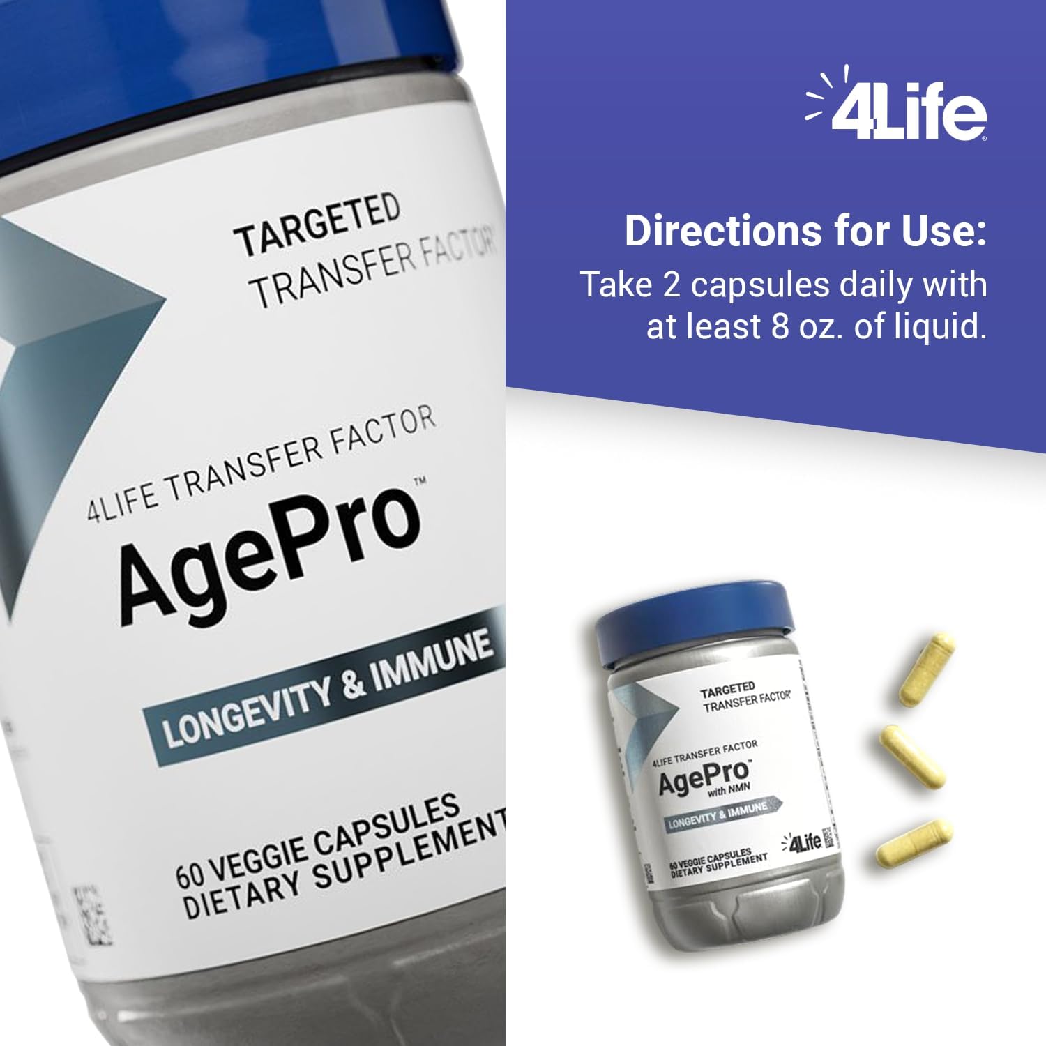 4Life Transfer Factor AgePro - Apoyo al Envejecimiento Saludable con NMN (60 Cápsulas)