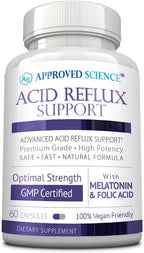 Approved Science Acid Reflux Support con Melatonina, Raíz de Malvavisco y L-Taurina - 360 Cápsulas Veganas