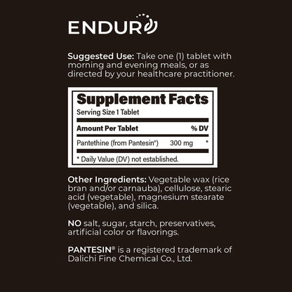Endur Pantethine de Pantesin® - 300mg, 90 – Menor frecuencia de toma: Basta con un comprimido al día para obtener – Image 6