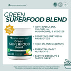 Mountain Meadow Herbs Green Superfood Blend – Mezcla de Superalimentos Verdes con Espirulina, Chlorella, Probióticos y Enzimas Digestivas – 30 porciones