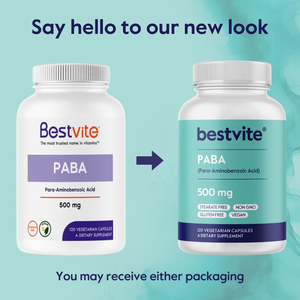 BESTVITE PABA 500mg (120 Cápsulas Vegetarianas) - Ácido para-Aminobenzoico