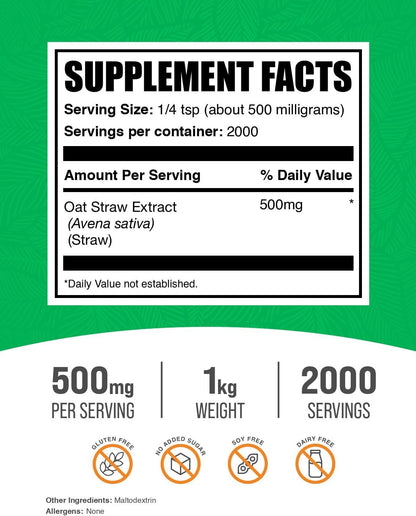 BulkSupplements Extracto de Paja de Avena en – Bienestar general: Su perfil de nutrientes esenciales ayuda a – Image 2