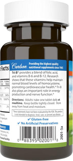 Carlson Tri-B Complejo de Vitamina B - 25 mg B6, 400 mcg B12, Ácido Fólico - 120 Comprimidos