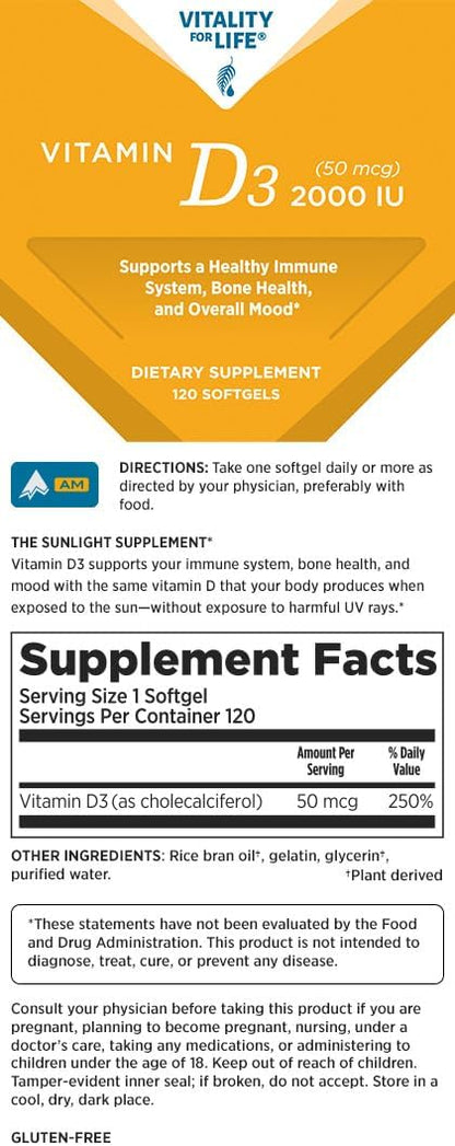 Melaleuca Vitality Vitamina D3 120 – Función muscular: contribuye a la contracción y fuerza muscular. – Image 2