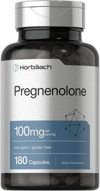 Horbäach Pregnenolona 100mg | 180 Cápsulas | No-GMO y Sin Gluten