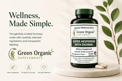 Green Organic Supplements Super Hesperidin con Diosmin y Naringin, Hecho a Mano, Sin OGM, Vegano y Sin Gluten – Image 9