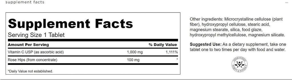 Swanson Vitamina C con Escaramujo - 1000 mg, 250 Comprimidos (Pack de 2)