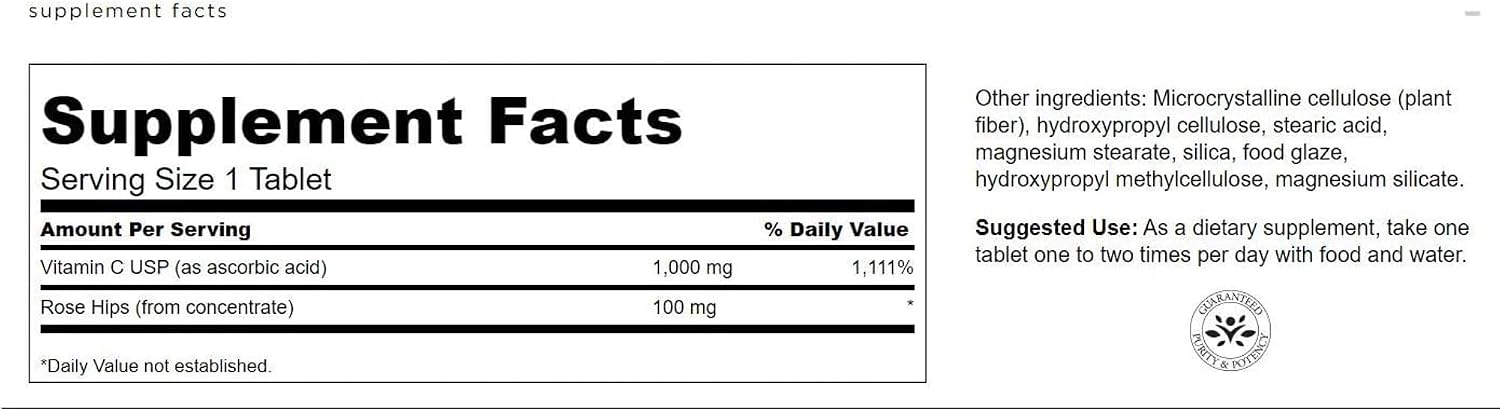 Swanson Vitamina C con Escaramujo - 1000 mg, 250 Comprimidos (Pack de 2)