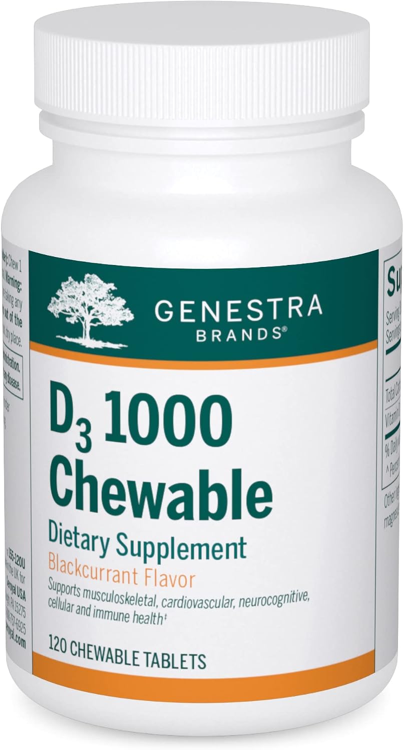 Genestra Brands D3 1000 Chewable | 120 Tablets | Natural Blackcurrant Flavor