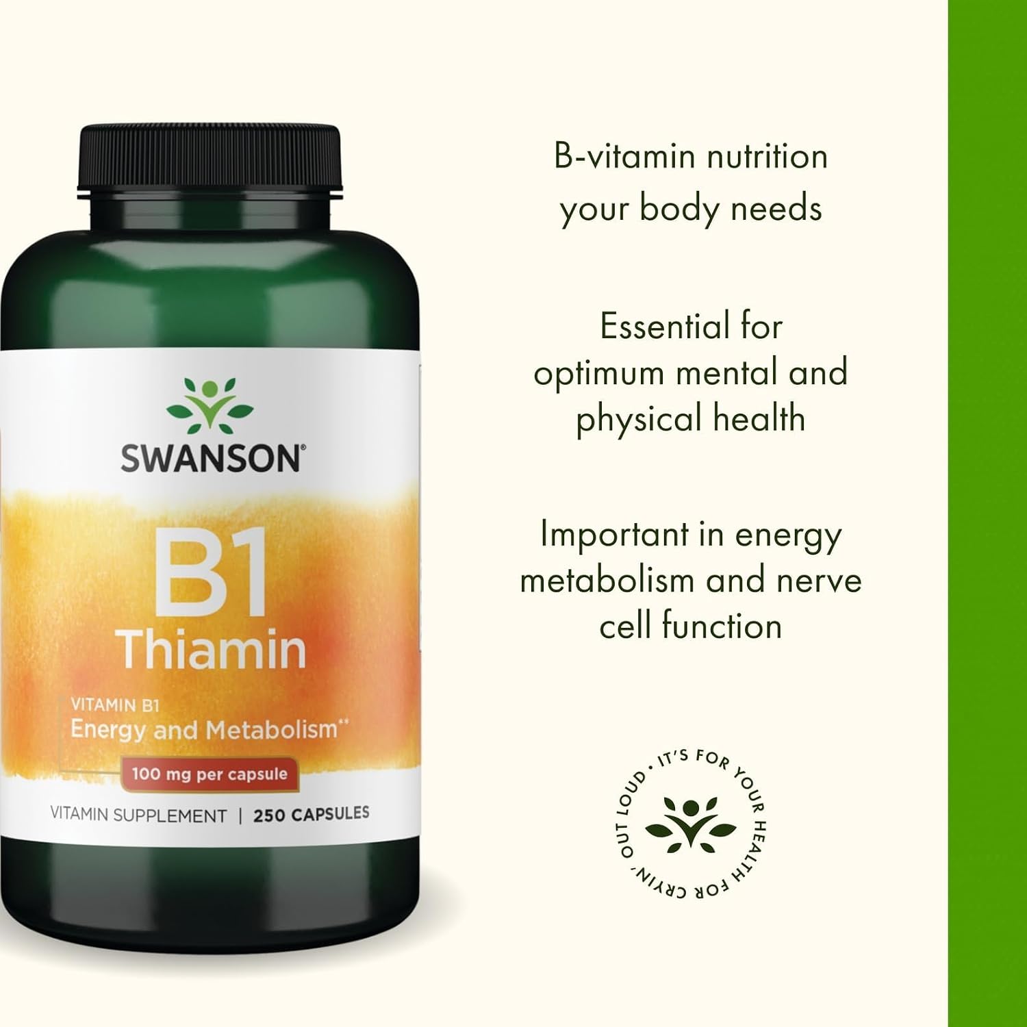Swanson Vitamina B1 (Tiamina) 100 mg - 250 Cápsulas