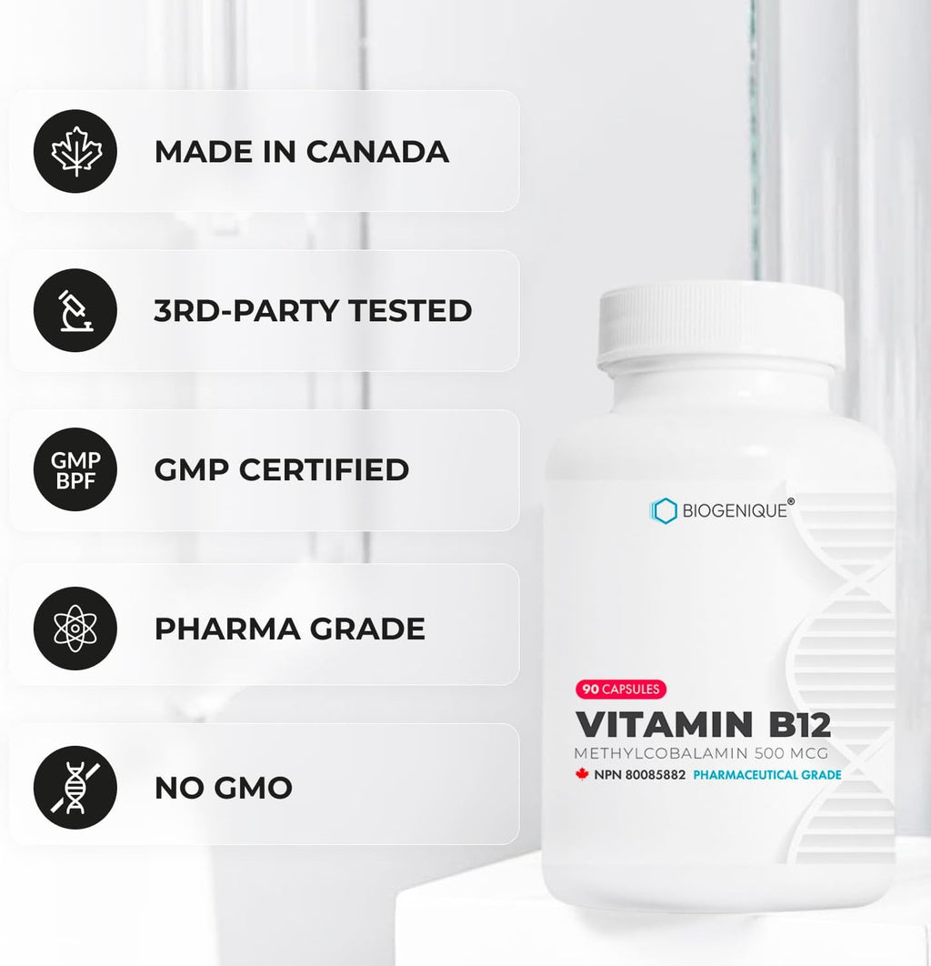 Biogenique Vitamina B12 Metilcobalamina 500 mcg - 90 Cápsulas