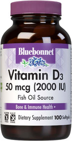 BlueBonnet Vitamina D3 2000 UI - 100 Cápsulas Blandas