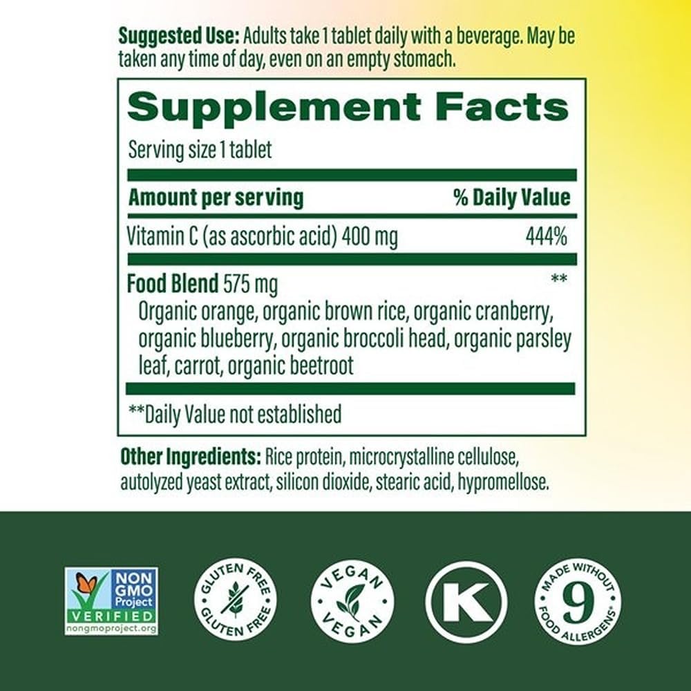 MegaFood Ultra C 400 mg - 60 Tablets - Vegan Vitamin C with Real Foods