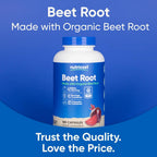 Nutricost Raíz de Remolacha Orgánica 2400mg, 180 Cápsulas - Certificado CCOF