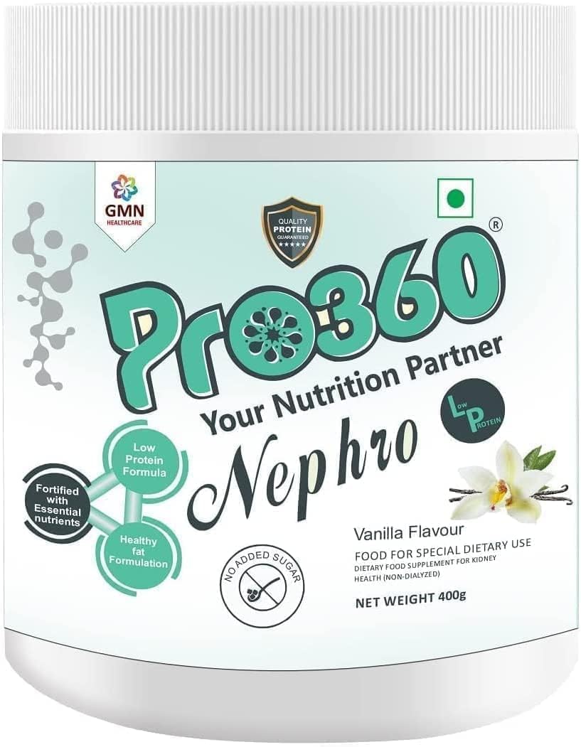Pro Nephro - Bebida Nutricional para Cuidado Renal (Sabor Vainilla) Sin Azúcar Añadido, Suplemento para Riñones, 400 g
