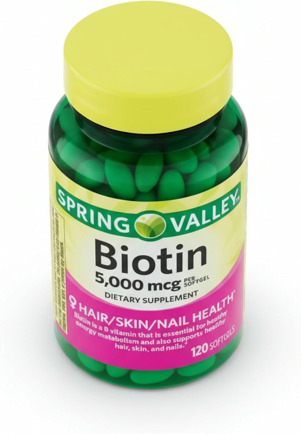 Biotina 5000 mcg 120 Cápsulas Blandas – Suplemento de Biotina de Alta Potencia, Vitamina B7 para Cabello, Piel y Uñas (Lote de 2)