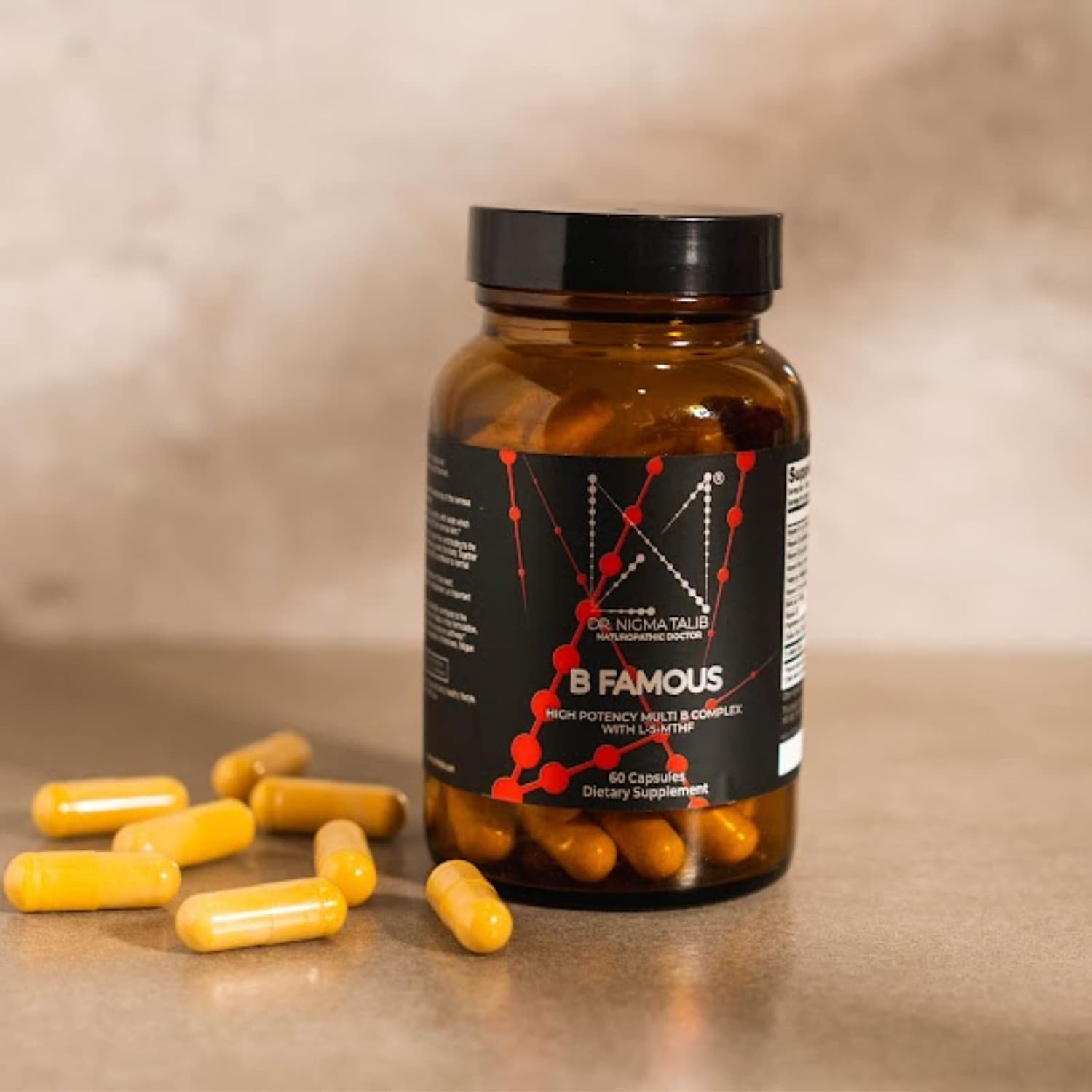 DR. NIGMA B Famous Complejo B de Alta Potencia con L-5-MTHF para el Sistema Nervioso y la Salud Digestiva - 60 Cápsulas