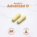 Purity Products Advanced D - Vitamina D3, K2, Zinc, Magnesio, Boro y Taurina - 60 Cápsulas Vegetarianas