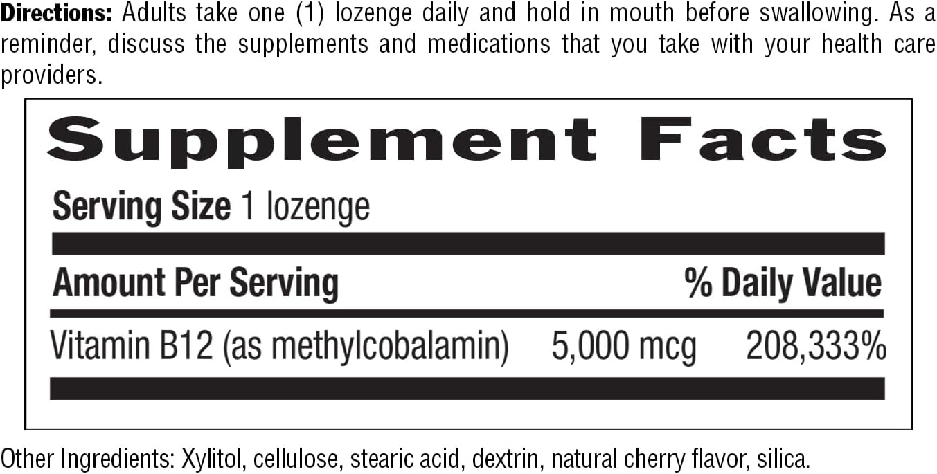 Country Life Methyl B12 5000 mcg - 60 Comprimidos Sublinguales - Vegano y Sin Gluten