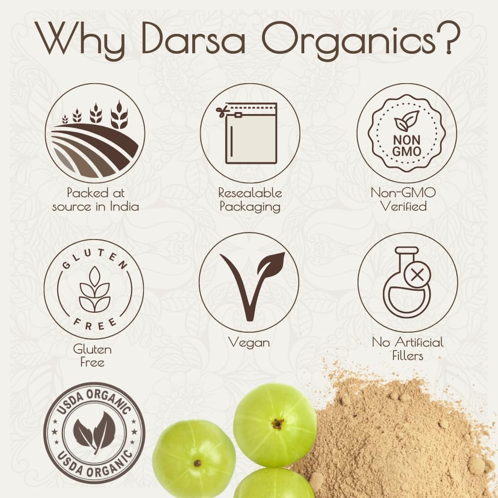 Darsa Organics Amla en Polvo de la India 227 g - Polvo de Grosella India