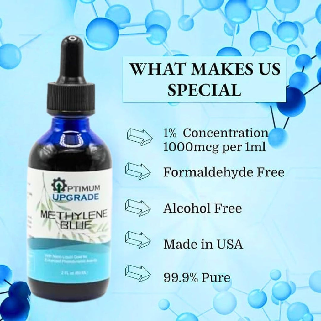 OU Methylene Blue 1% | Grado USP | Suplemento para la Salud Cerebral | Frasco con Gotero de 50 ml | Sin Formaldehído