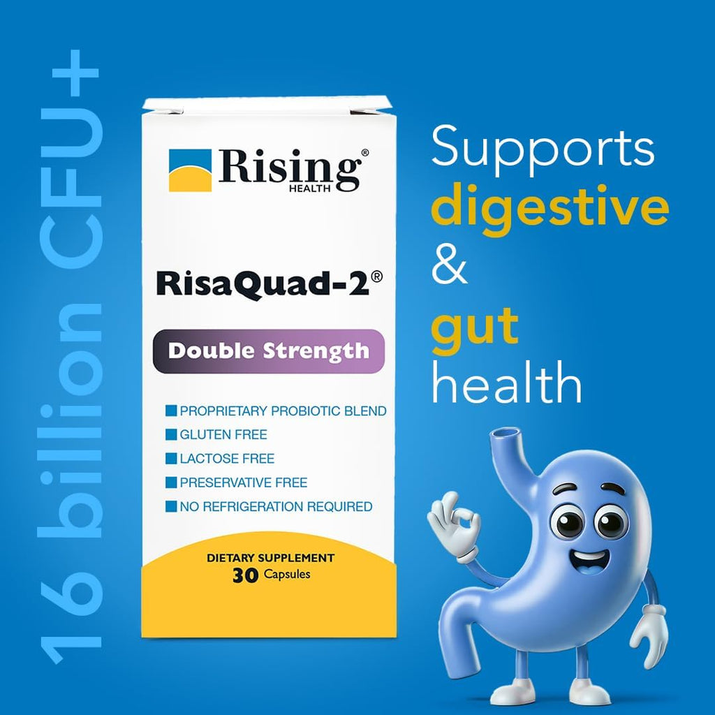 Rising Health RisaQuad-2™ Probiótico Doble Concentración – 80mg (16B UFC+) – 30 Cápsulas