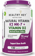 Natural Vitamin K2 + Natural D3 - Non-GMO | No Sintético 120 Cápsulas Vegetales