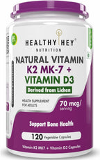 Natural Vitamin K2 + Natural D3 - Non-GMO | No Sintético 120 Cápsulas Vegetales