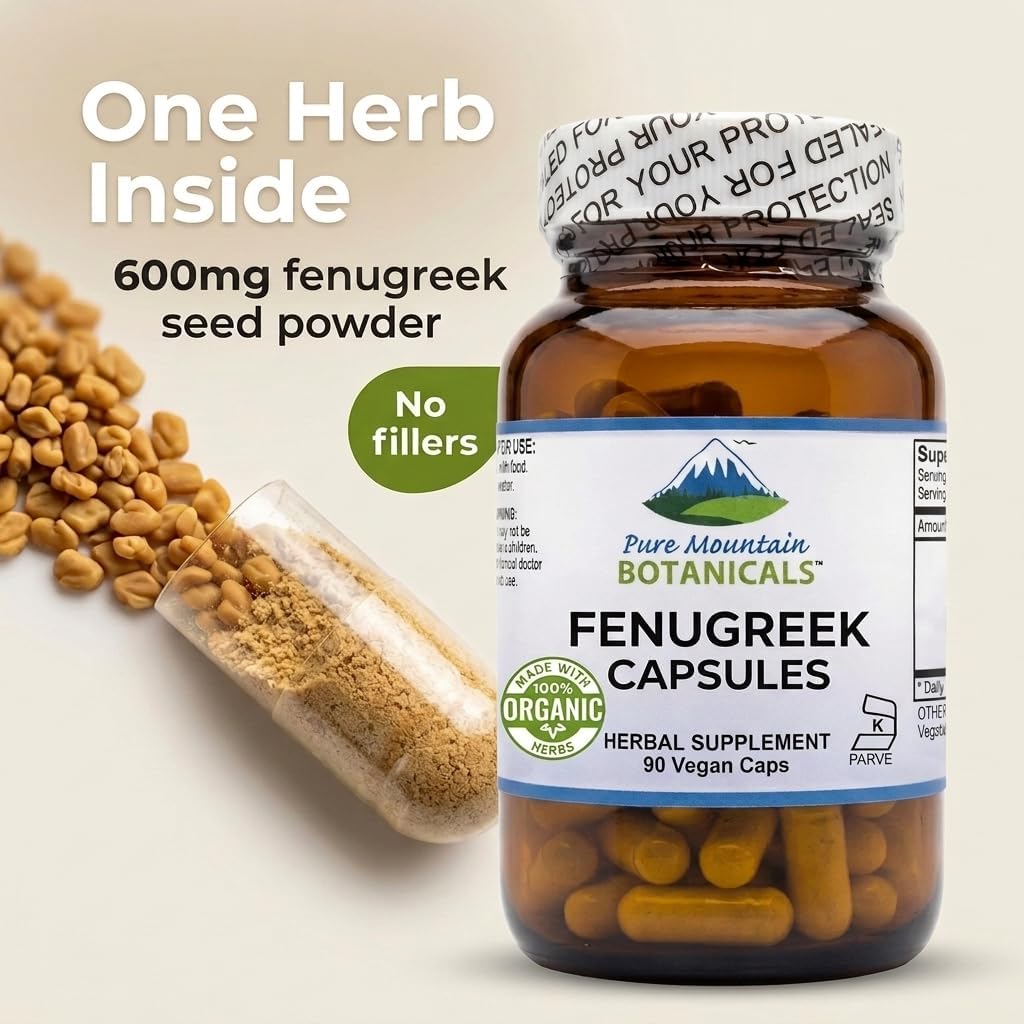 Cápsulas de Fenogreco Orgánico 600mg - 90 Cápsulas Veganas Kosher